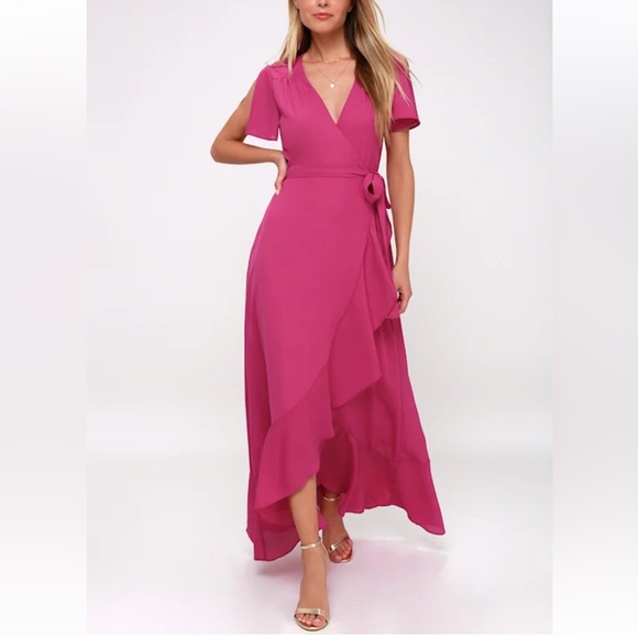 Lulus Dresses & Skirts - Lulus Magic Moment Magenta Wrap Maxi Dress